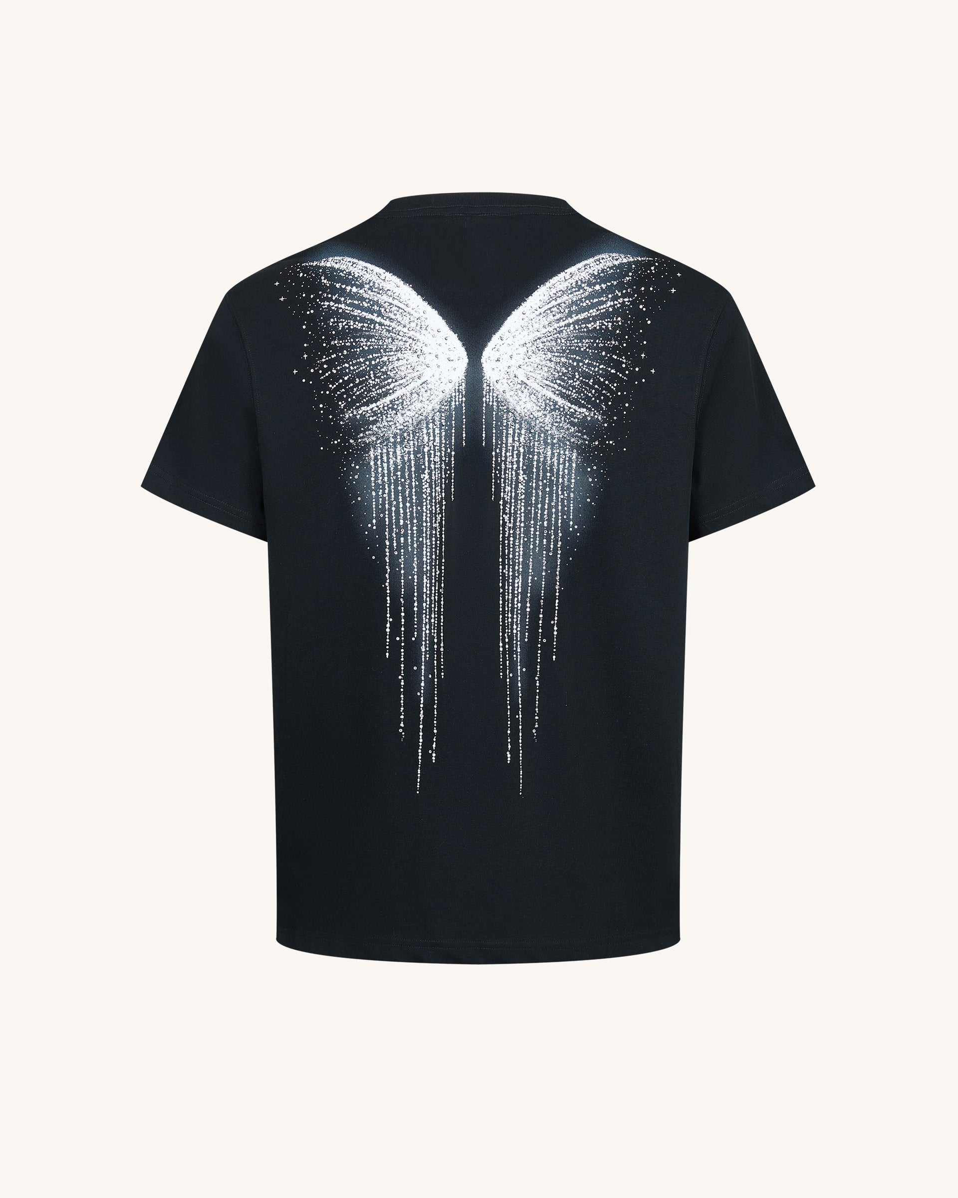 The Gothic Silver Wing Cascade Tee - Black
