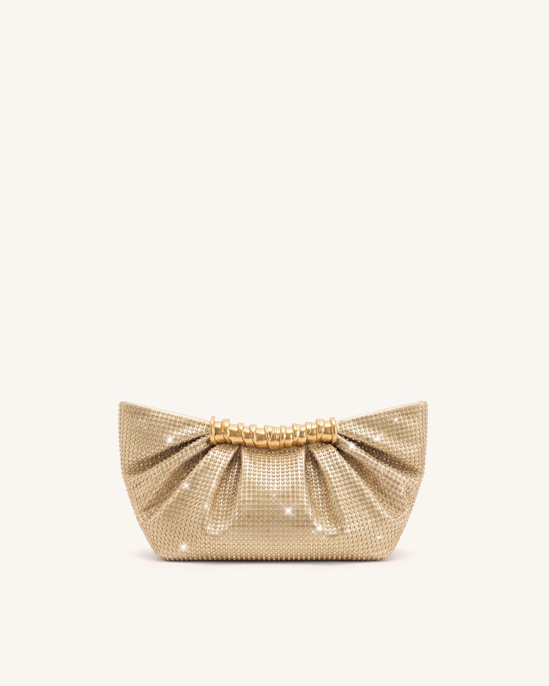 Leia Artificial Crystal Pleated Clutch - Gold