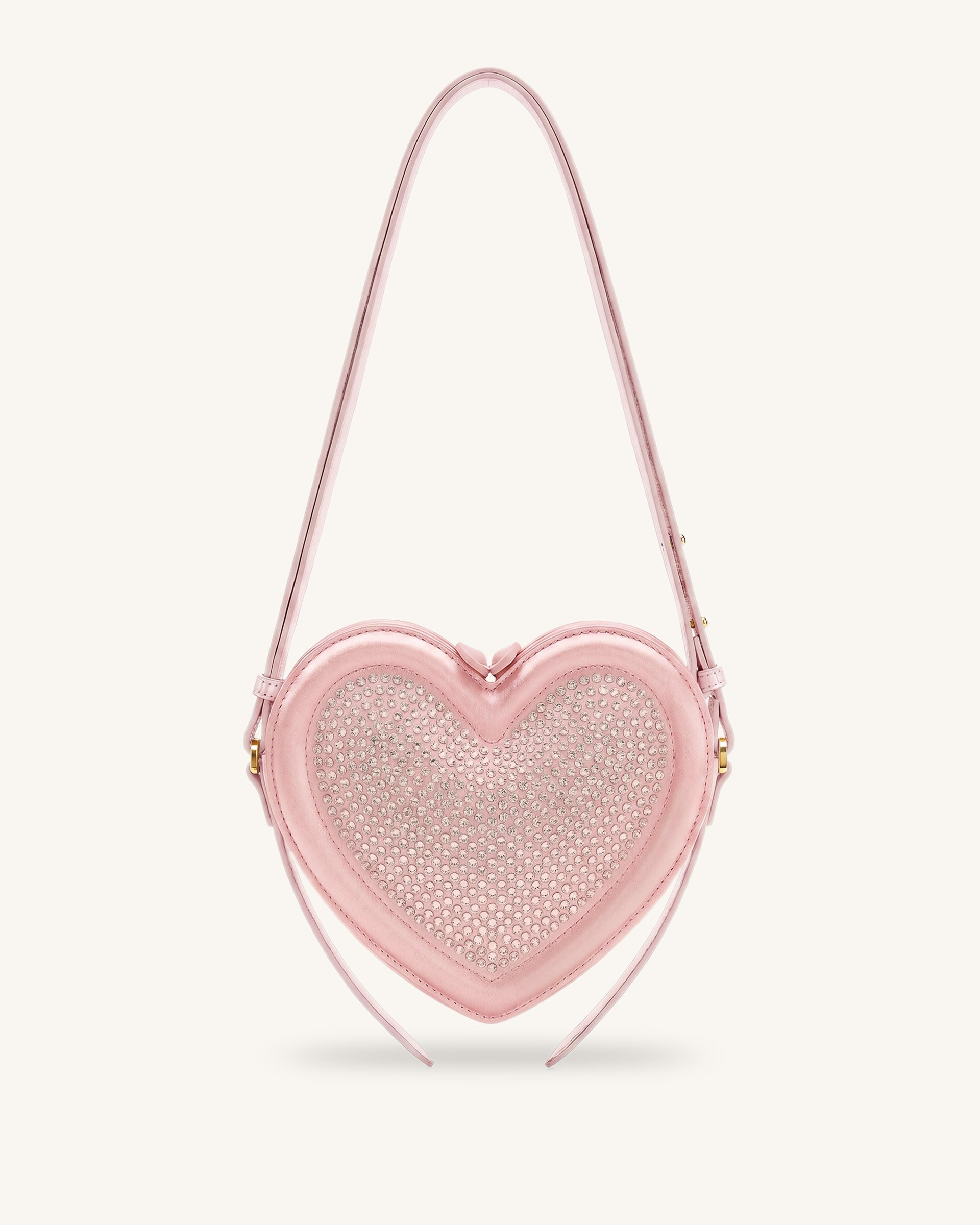 Arlene Artificial Crystal Heart Shaped Crossbody Bag - Light Pink