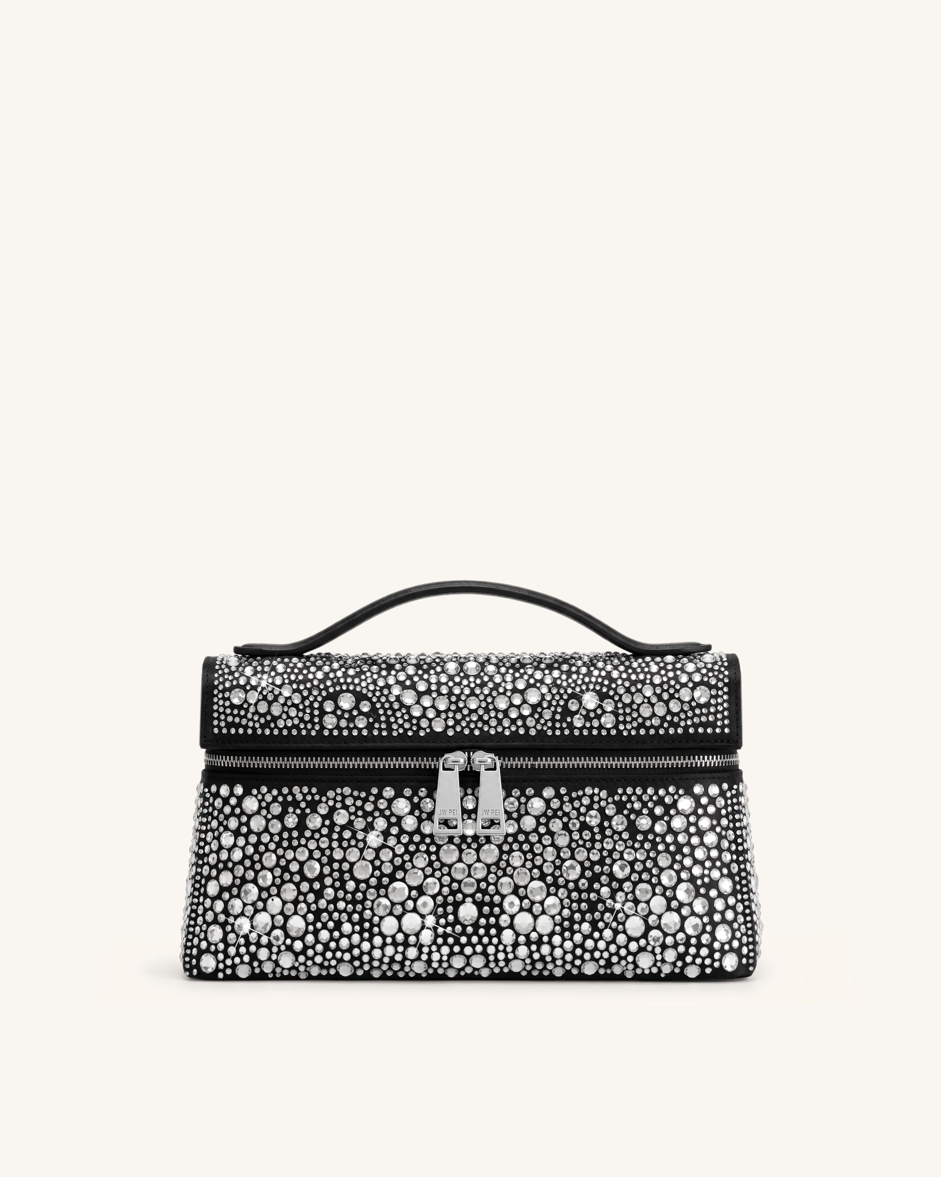 Thea Artificial Crystal Top Handle Bag - Charcoal Black