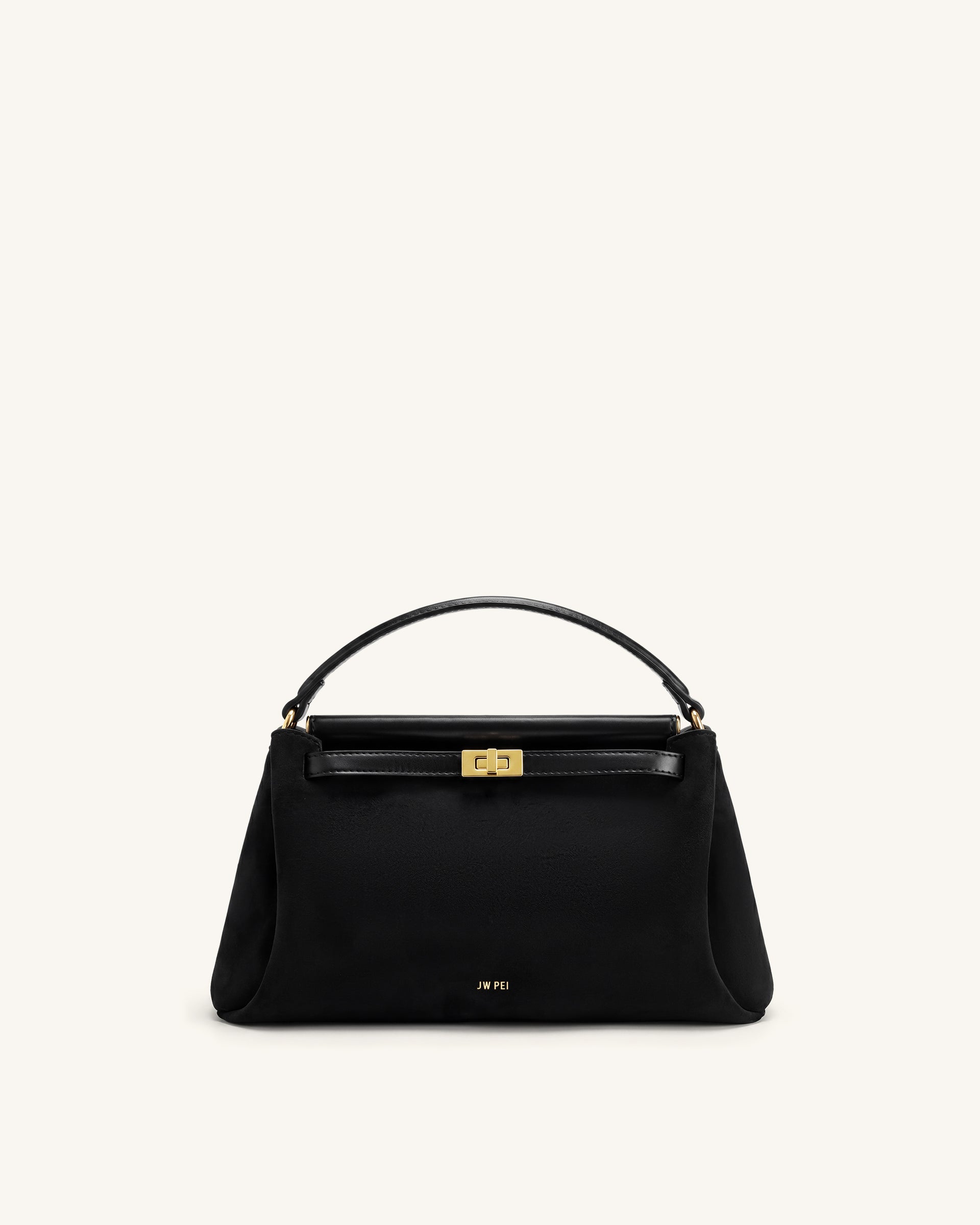Carmen Faux Suede Top Handle Bag - Black