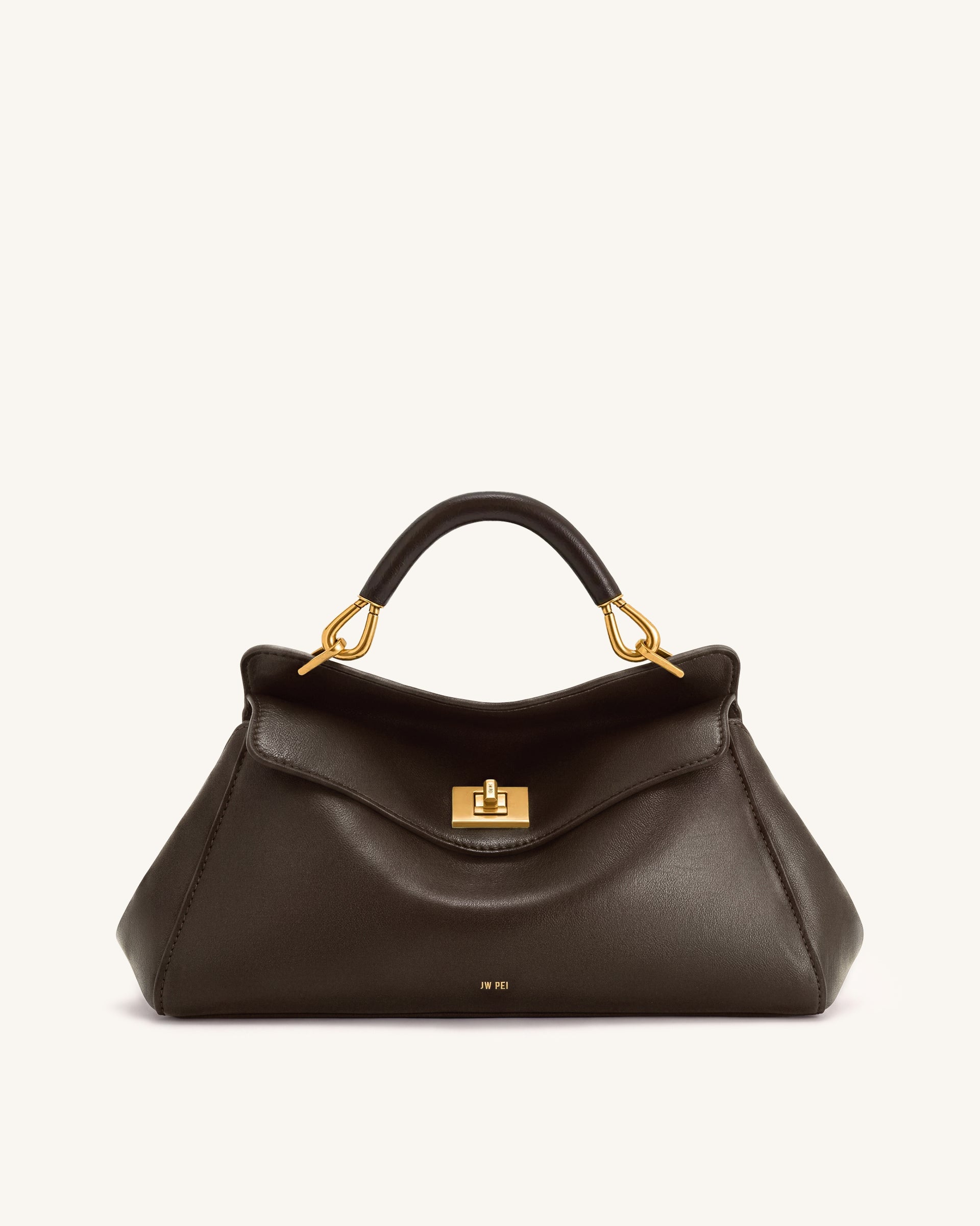 Lucia Elongated Top Handle Bag - Dark Brown