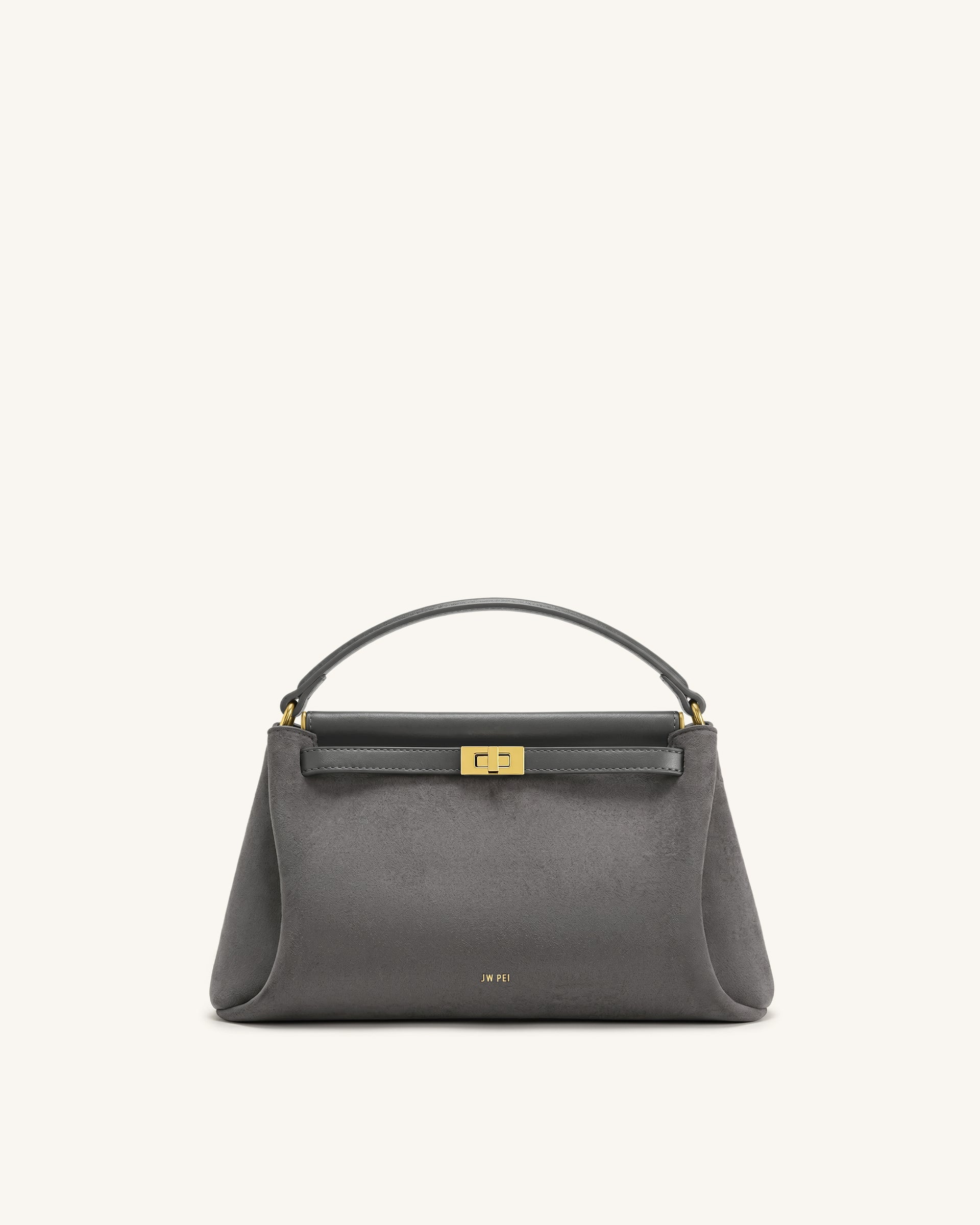 Carmen Faux Suede Top Handle Bag - Dark Gray