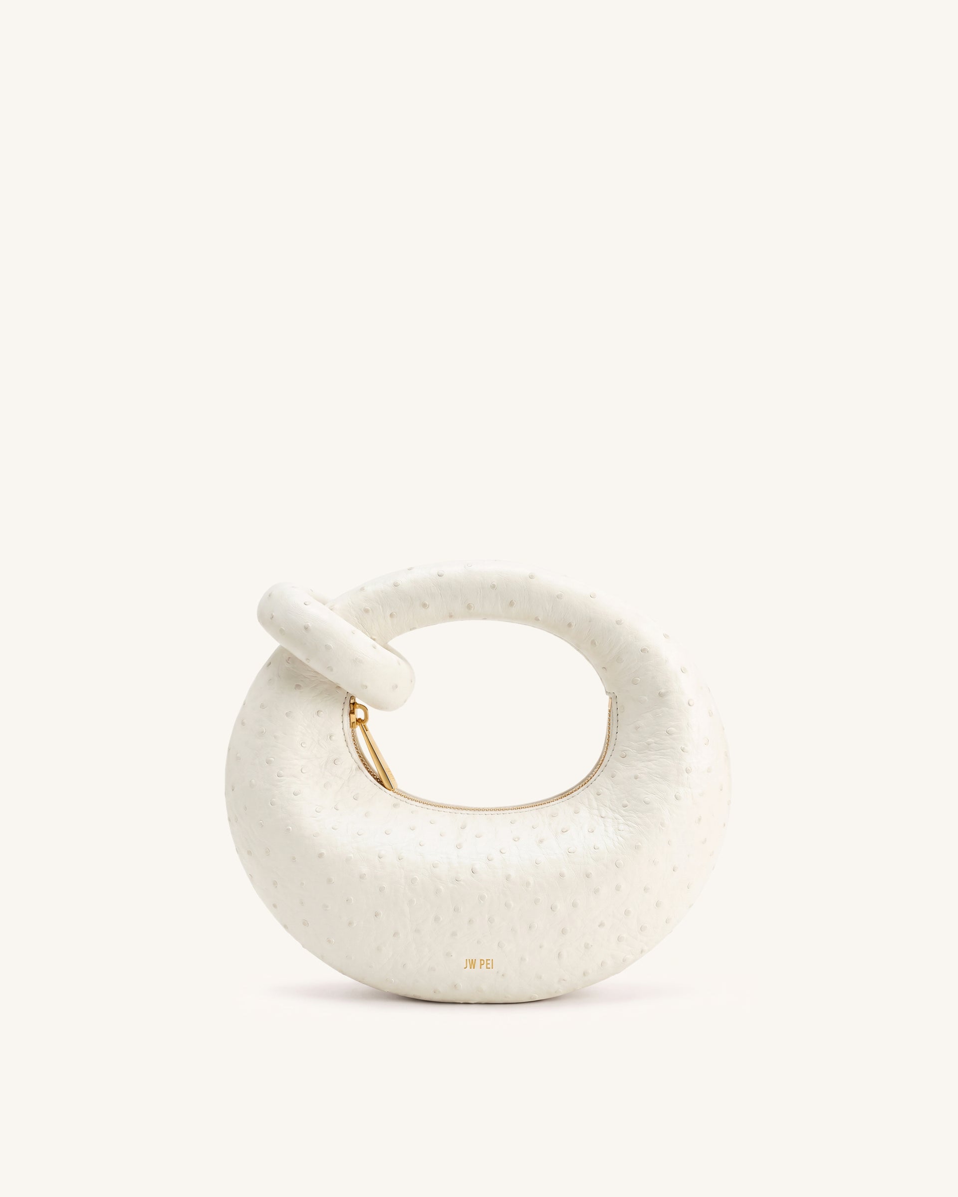 Abacus Faux Ostrich Mini Top Handle Bag - White