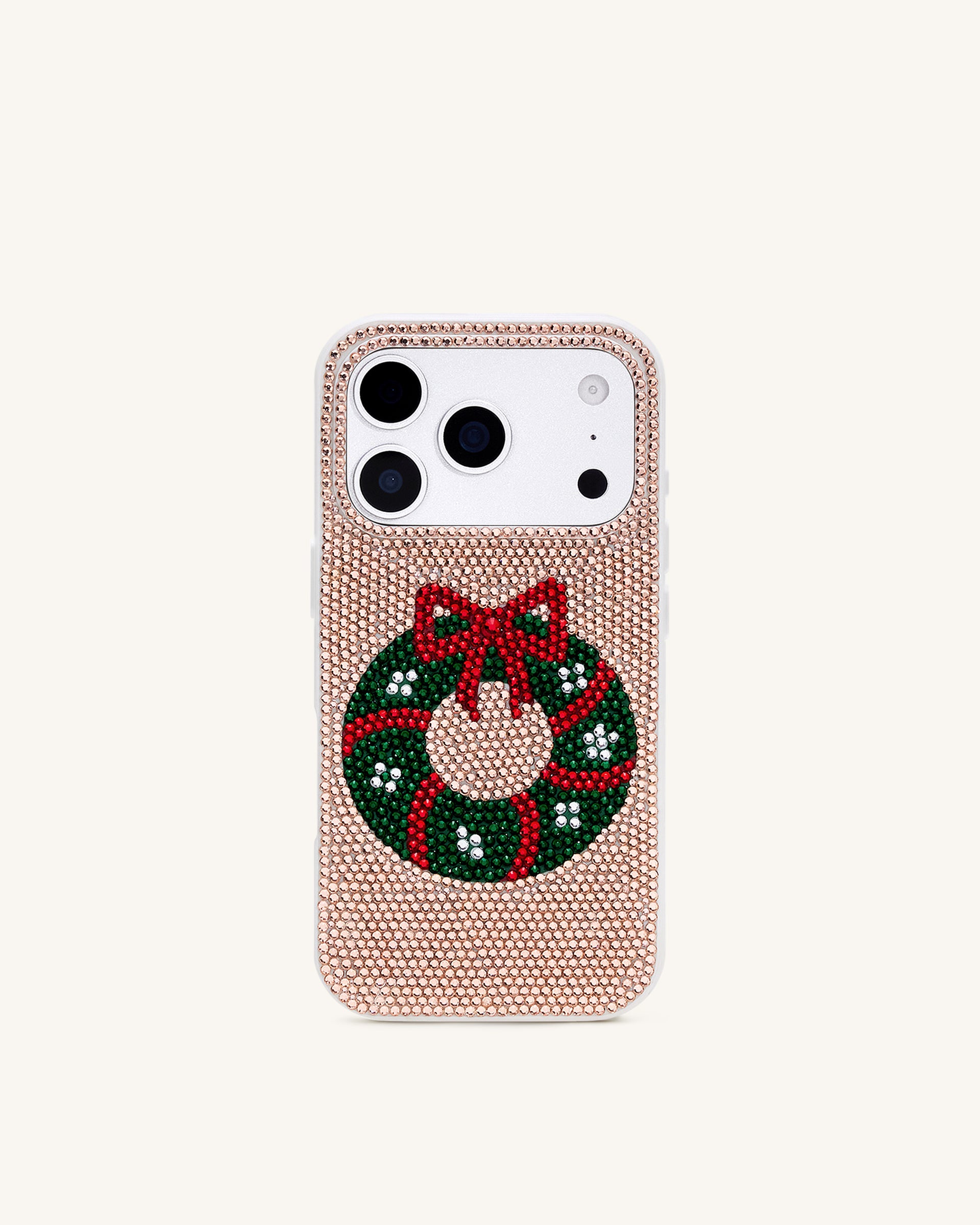 Holiday Wreath Bling Phone Case - Gold