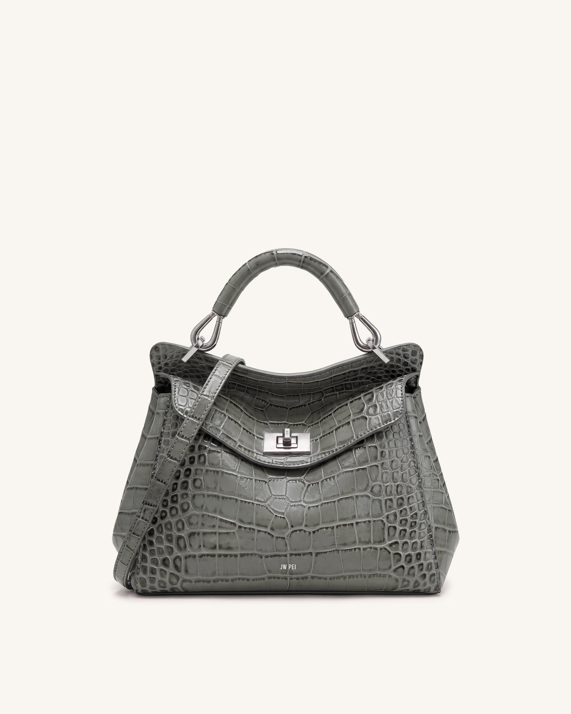 Lucia Classic Top Handle Bag - Grey Croc