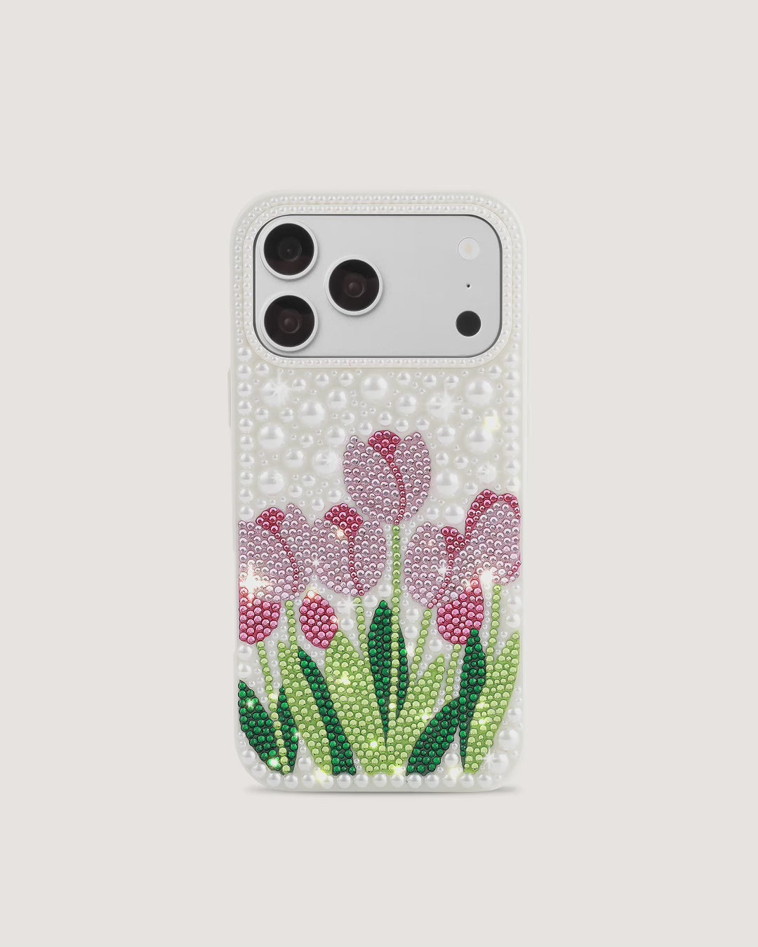 Tulip Faux Pearl Phone Case - White