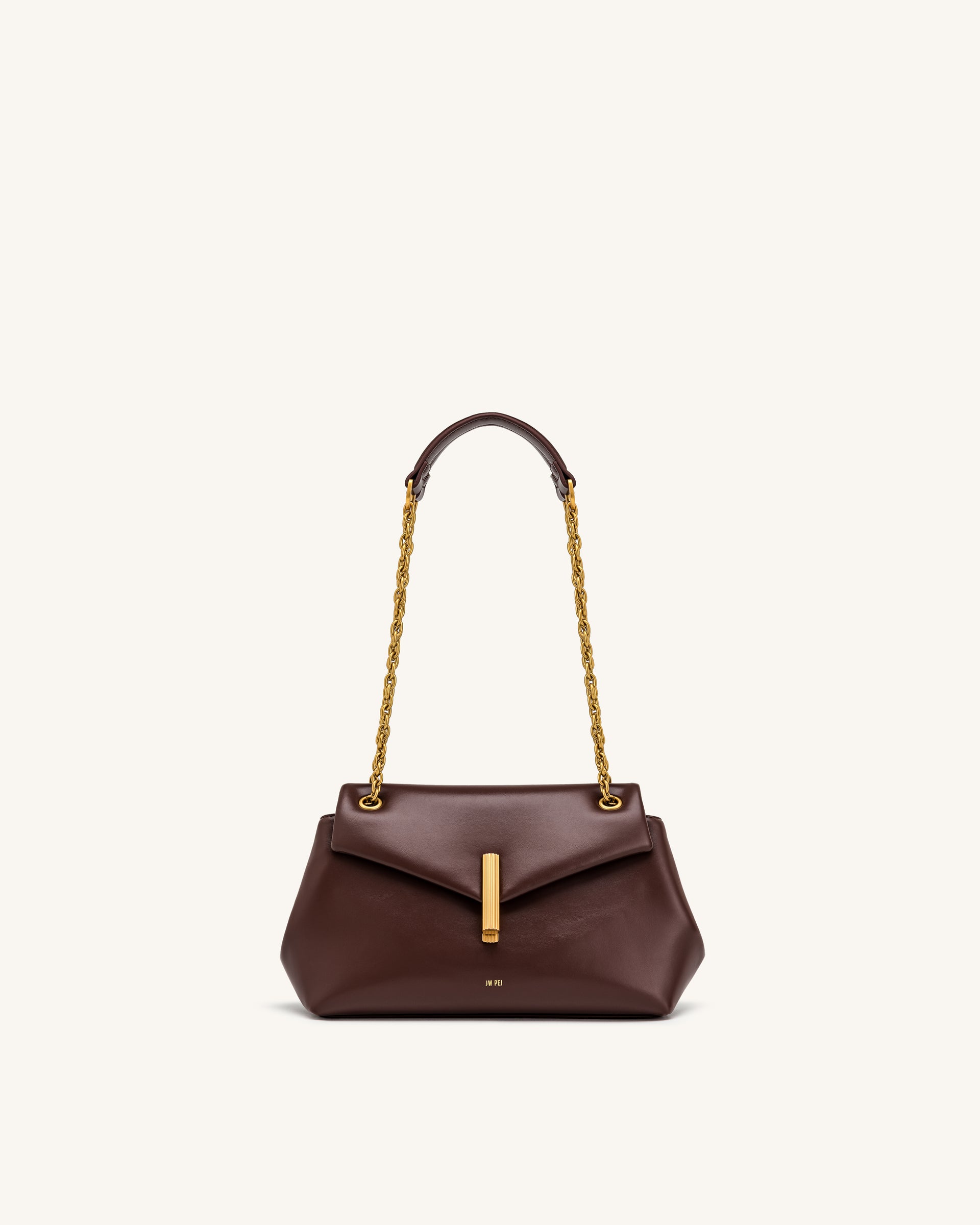 Valerie Chain Flap Shoulder Bag - Dark Brown