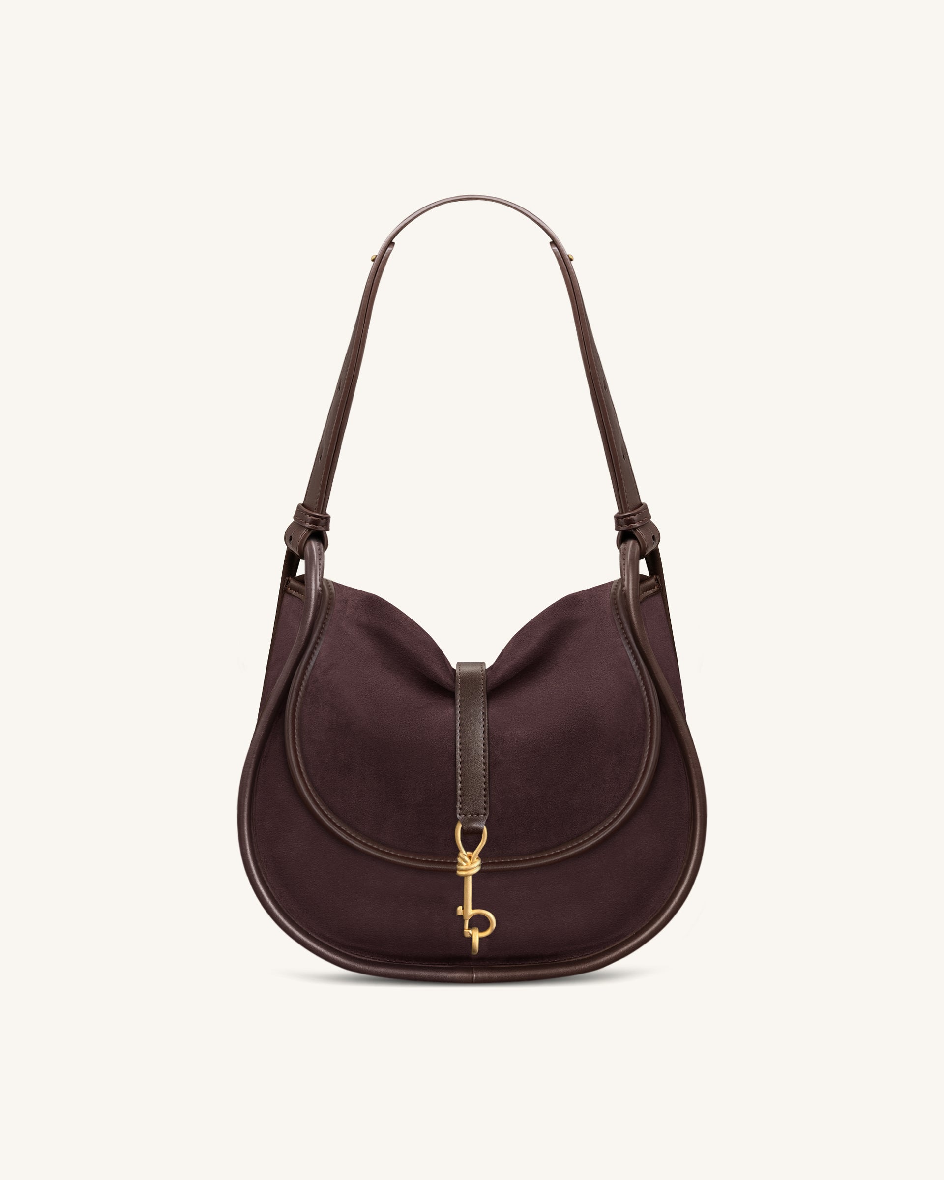 Arla Small Faux Suede Hobo Bag - Chocolate