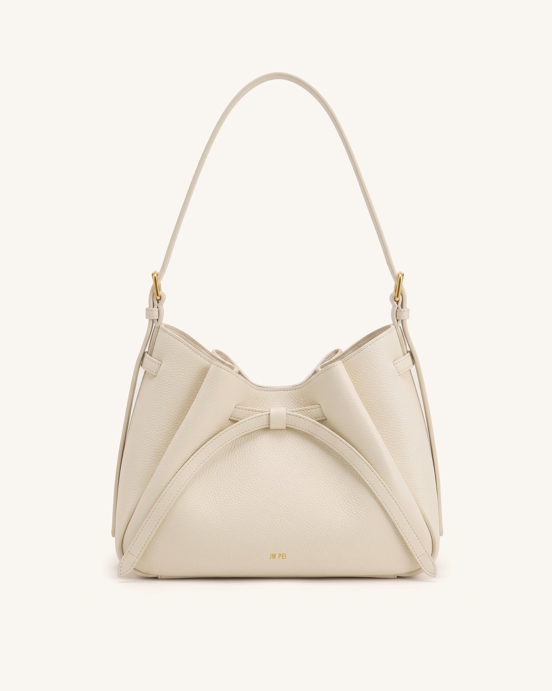 Mabel Soft Bow Shoulder Bag - Ivory White