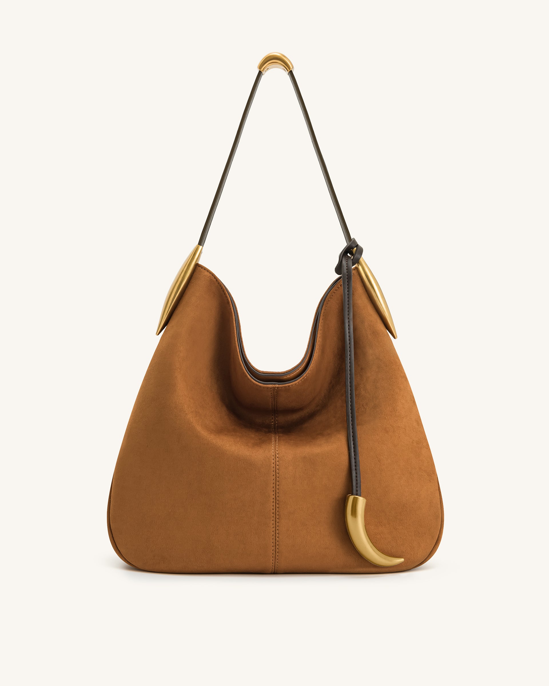 Nina Metal Charm Hobo Bag - Brown