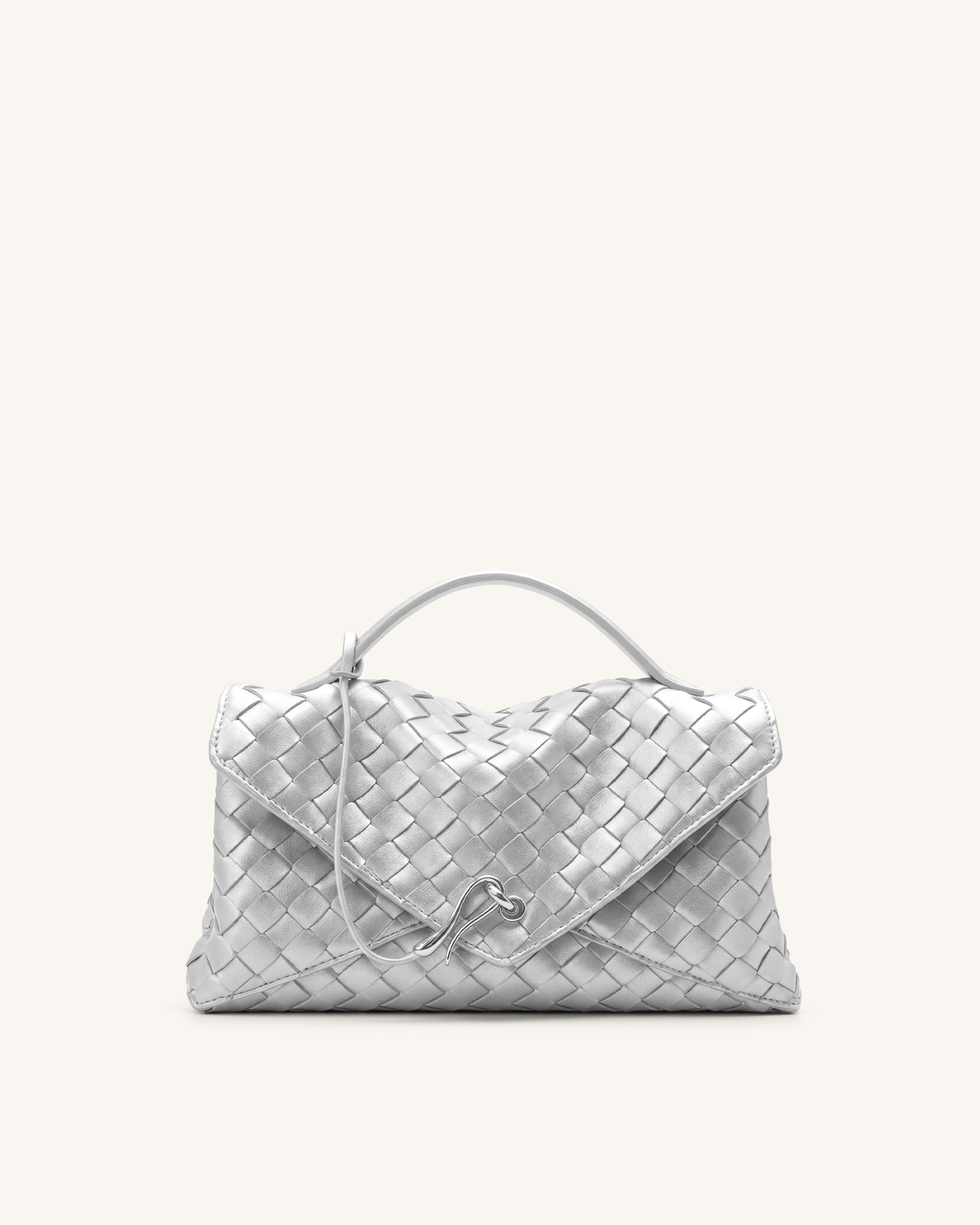 Celeste Woven Envelope Bag - Silver