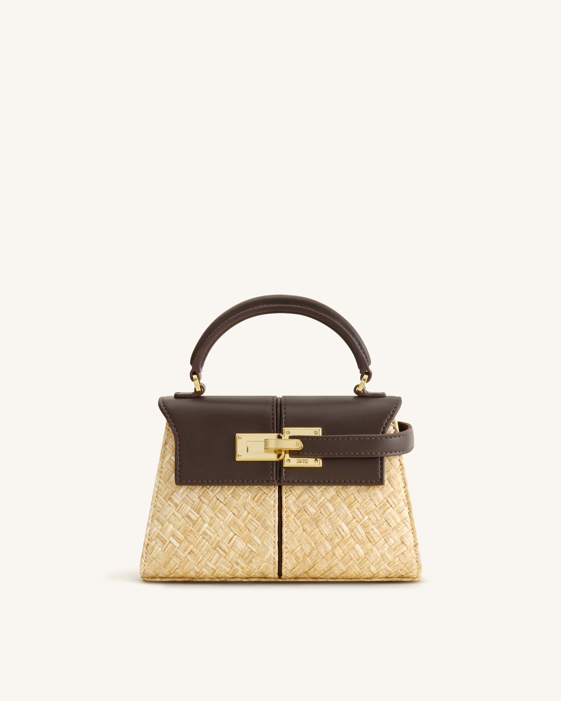 Elise Faux Straw Handbag - Brown