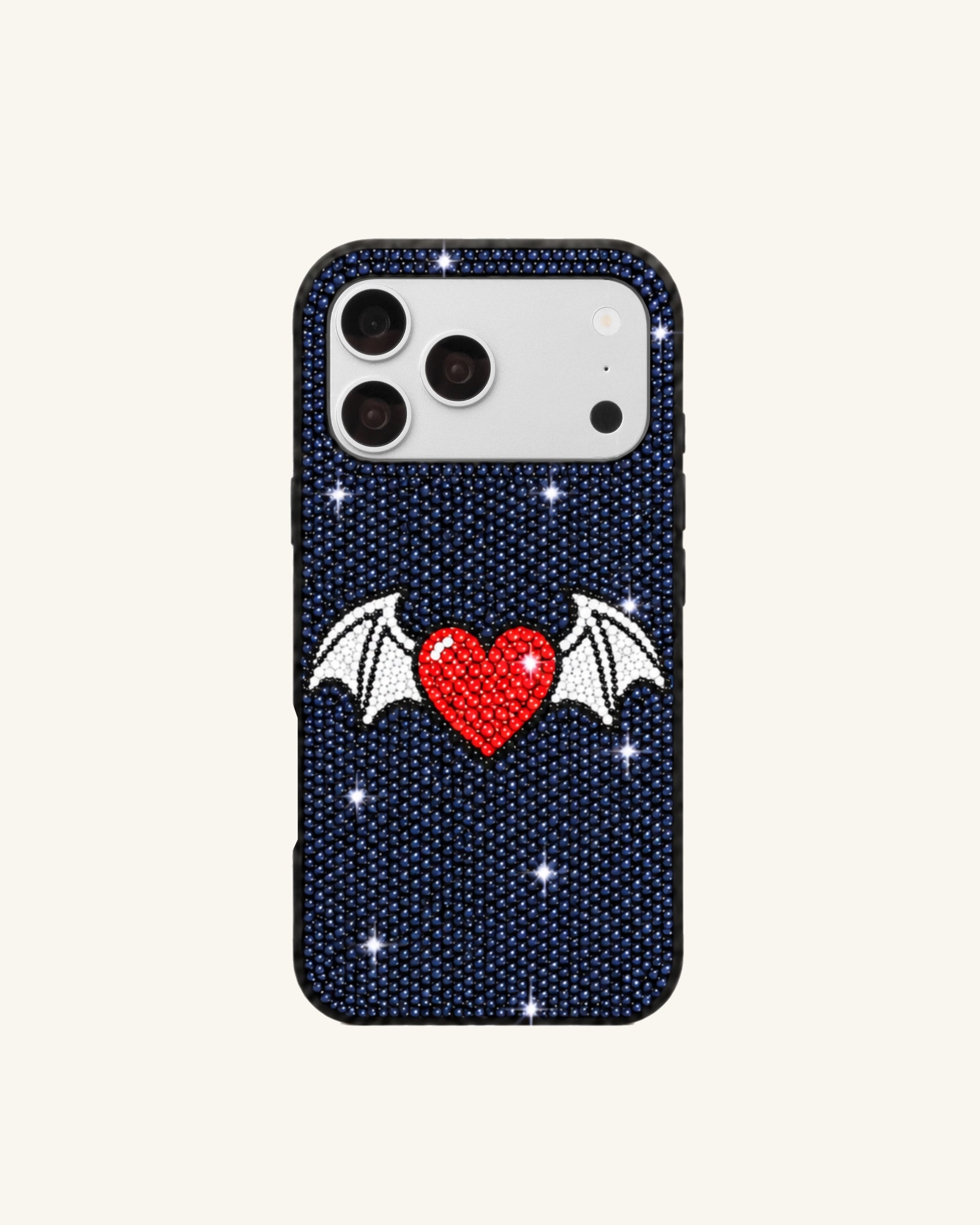 Winged Heart Artificial Crystal Phone Case – Blue