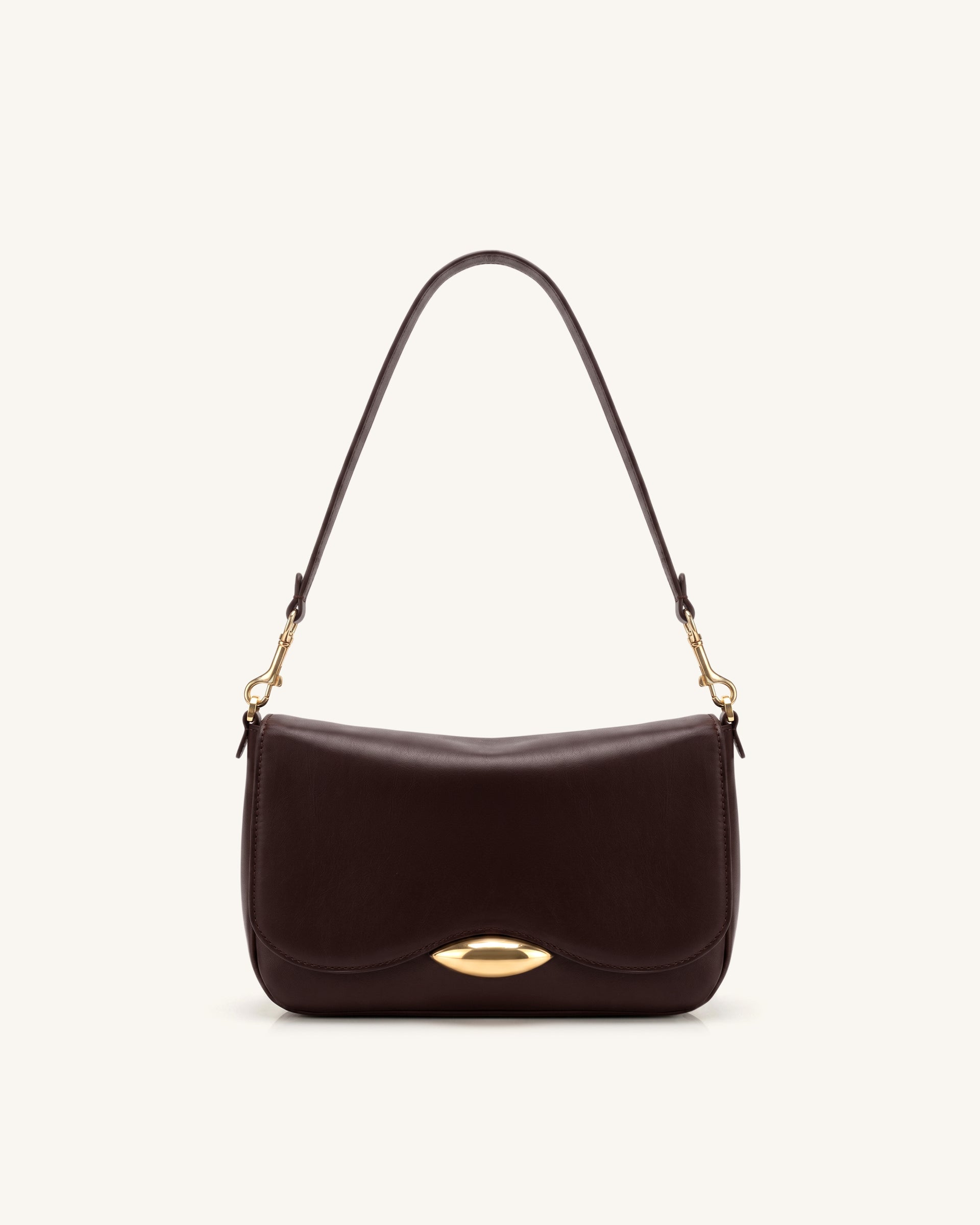 Sofia Classic Flap Shoulder Bag - Dark Brown