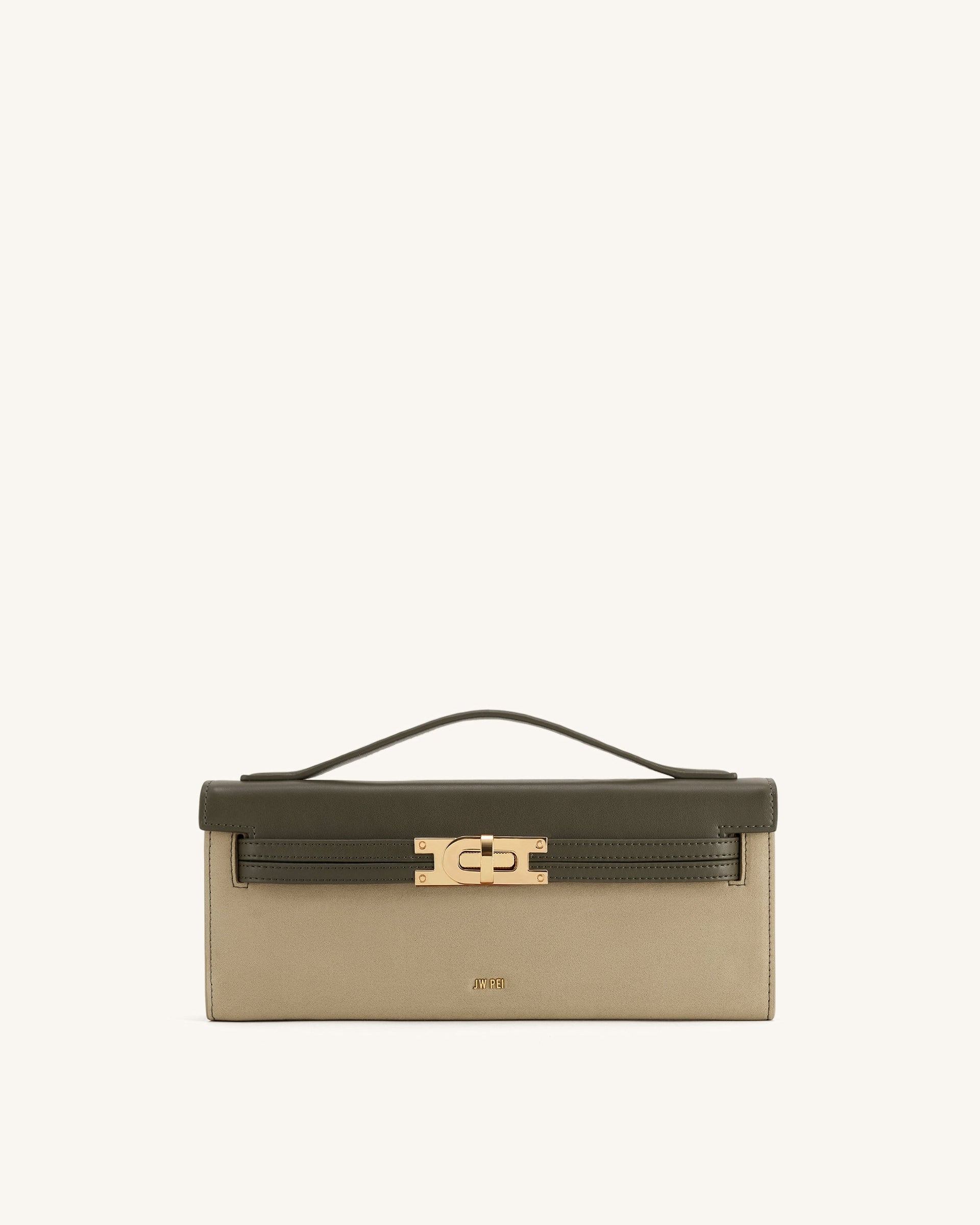 Bria Faux Suede Structured Top Handle Bag - Dark Olive