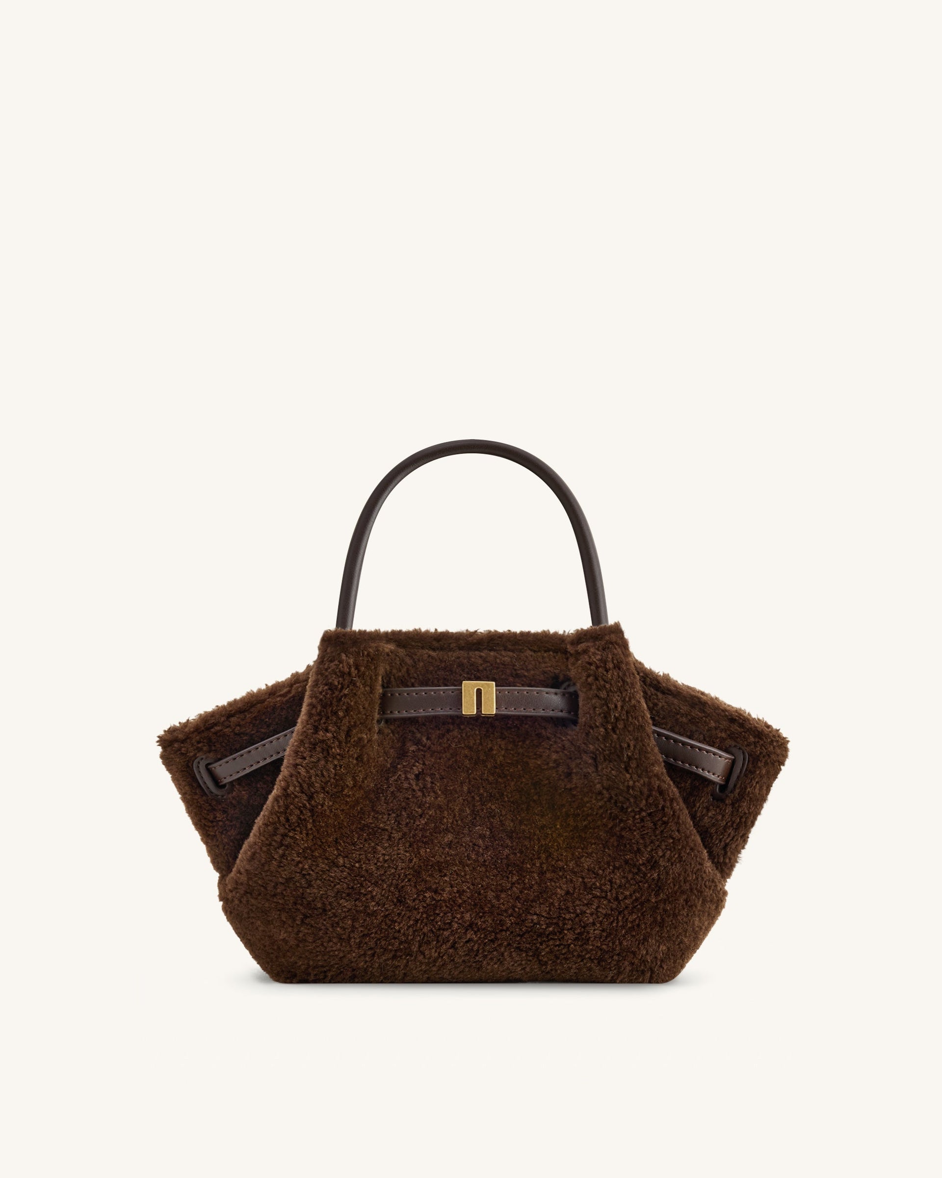 Hana Mini Faux Fur Tote Bag - Dark Brown