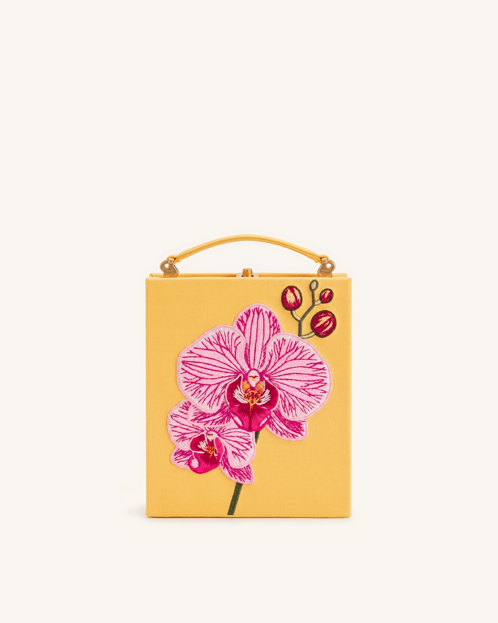 Taya Orchid Motif Book Shape Clutch Bag - Yellow