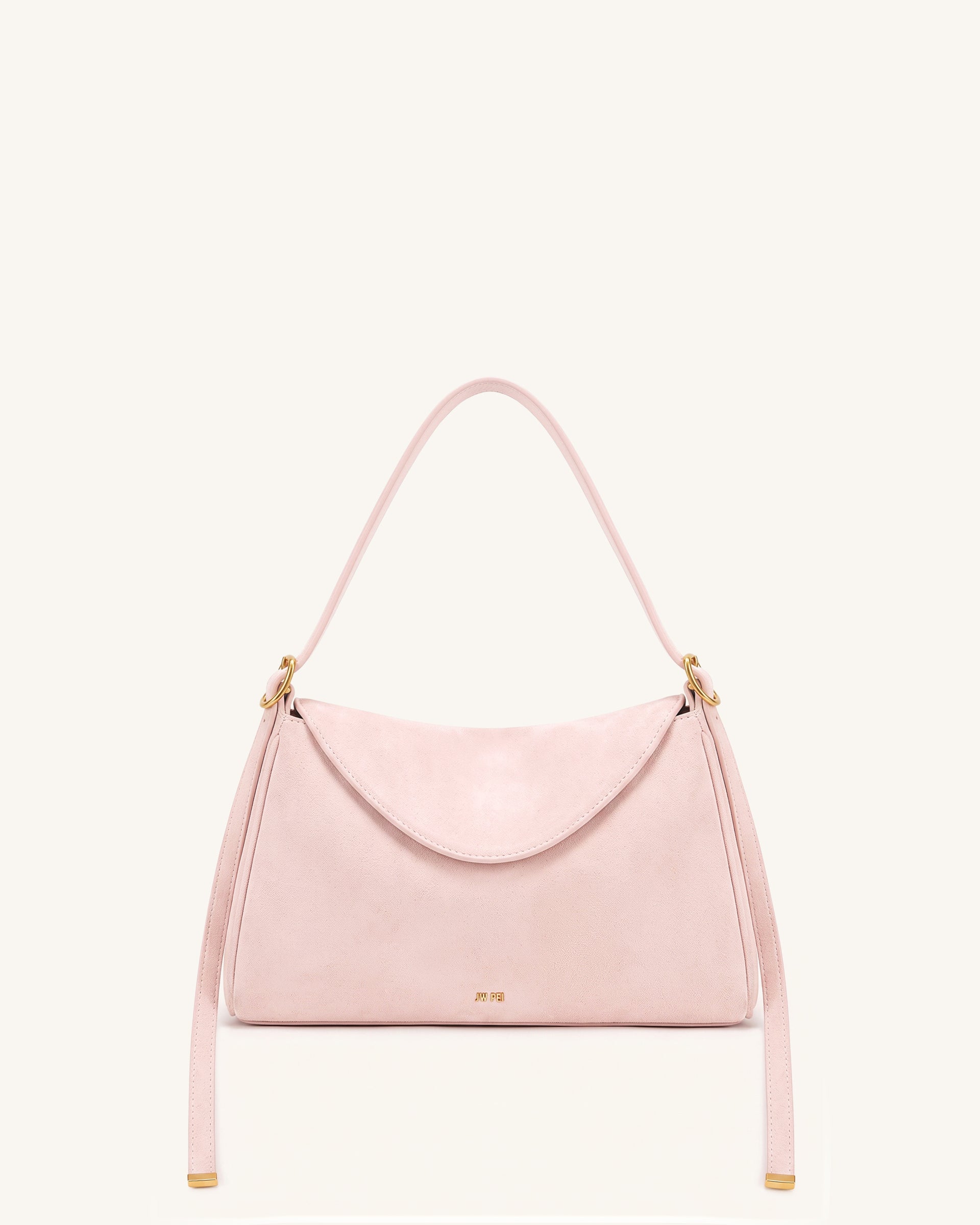 Elowen Faux Suede Flap Shoulder Bag - Pink