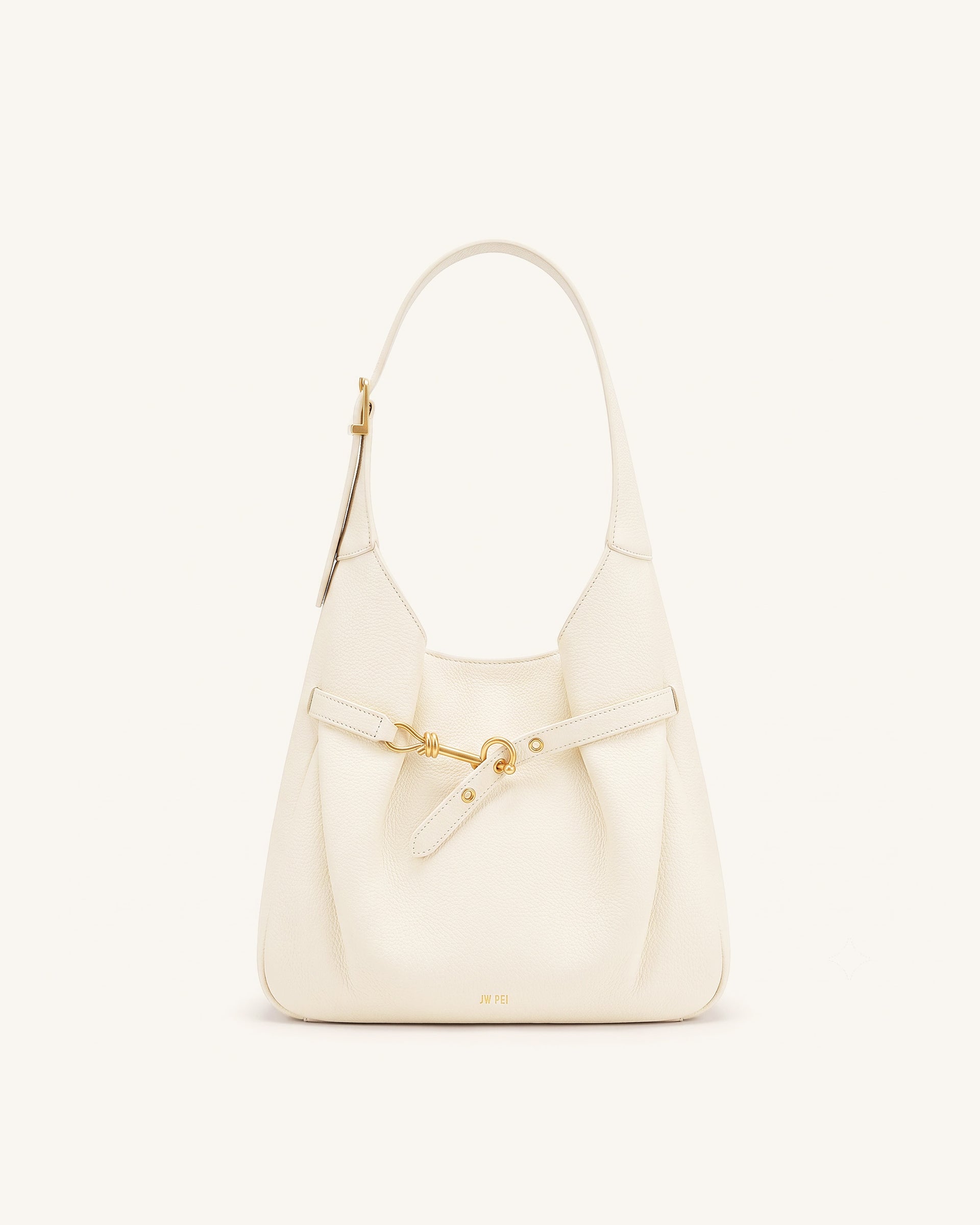 Alina Pebbled Hobo Bag - White