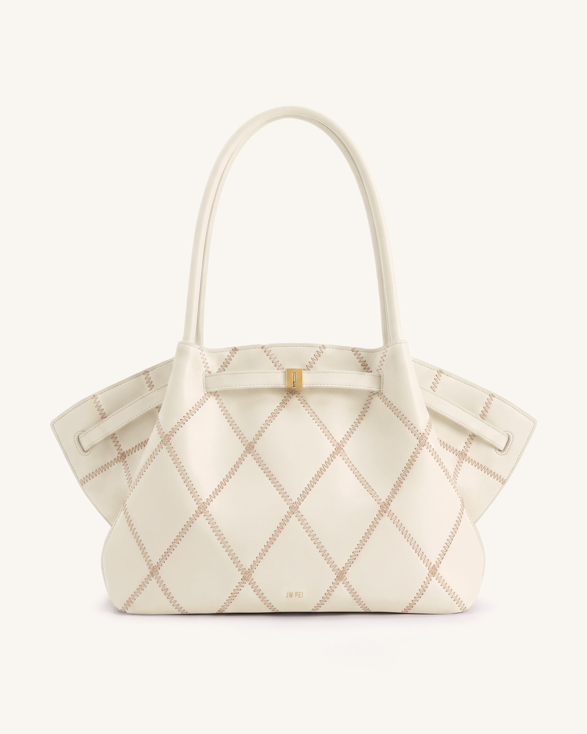 Hana Large Quilting Tote Bag - Ivory White