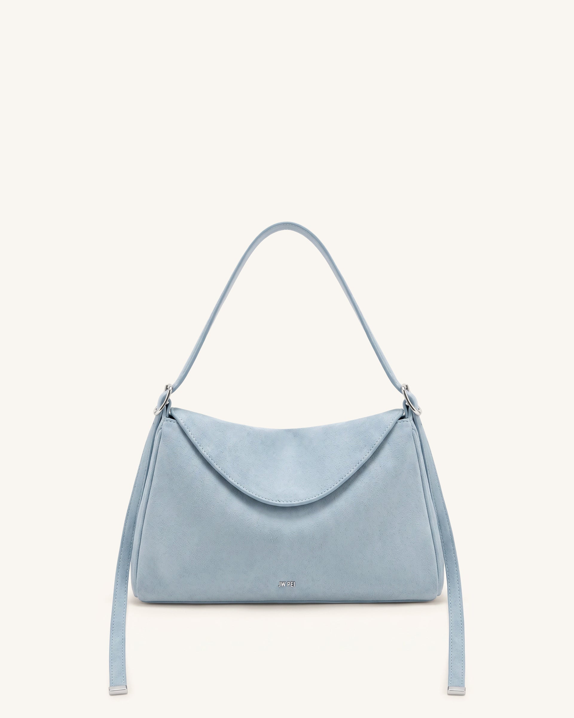 Elowen Faux Suede Flap Shoulder Bag - Light Blue