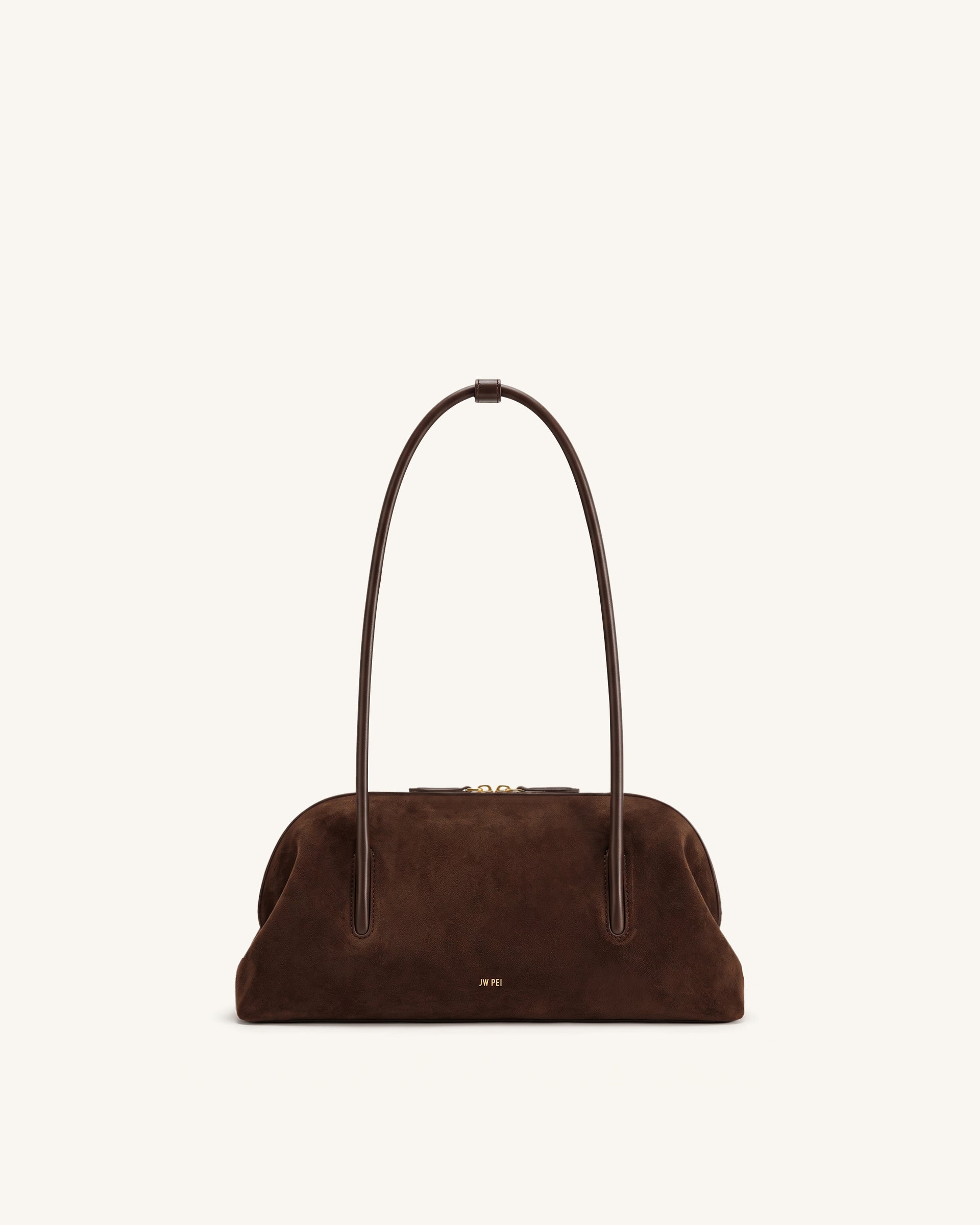 Aveline Faux Suede Shoulder Bag - Dark Brown