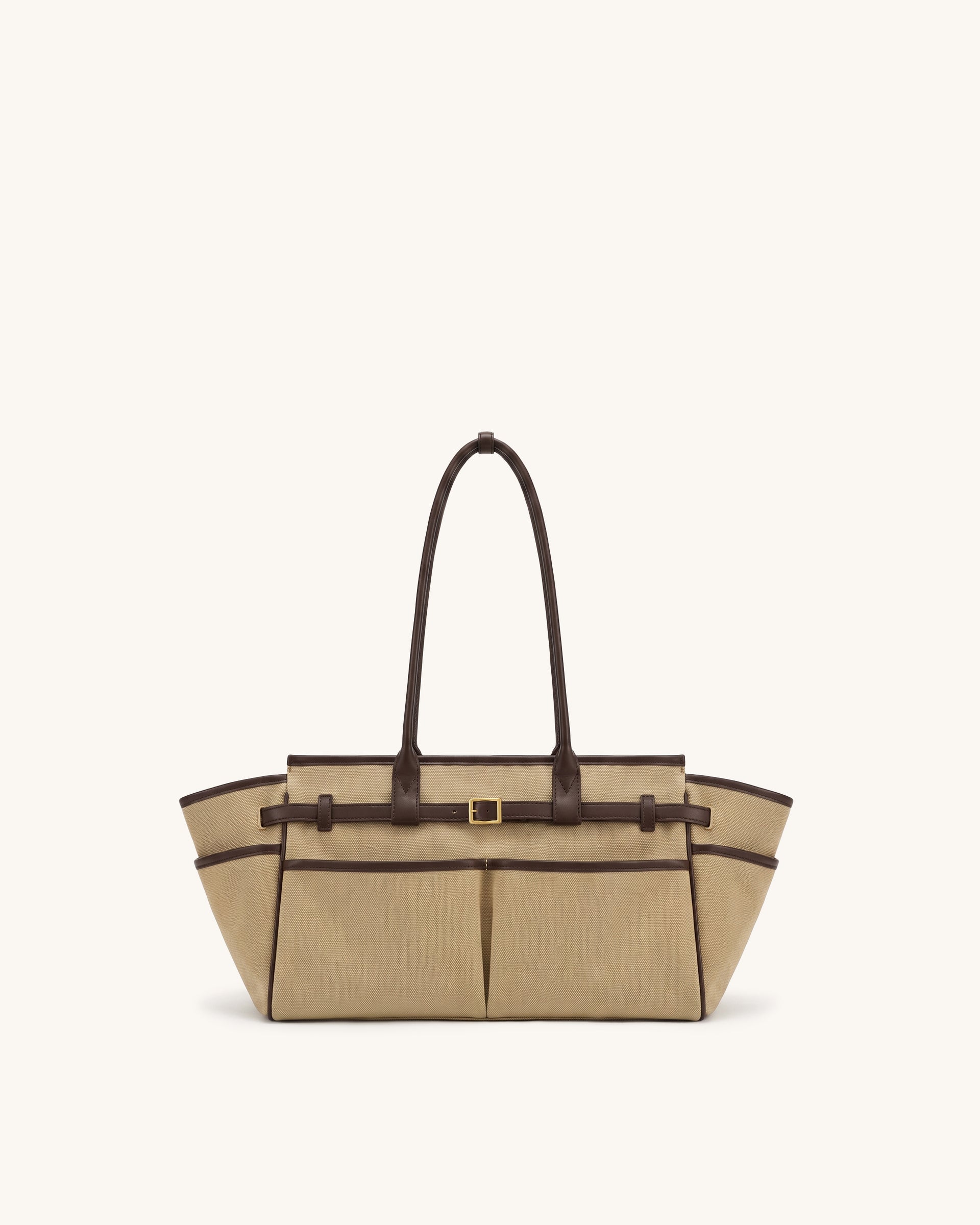 Harper Canvas Buckle Tote Bag – Khaki